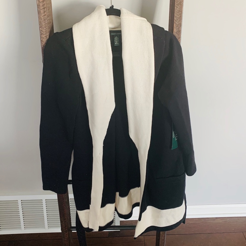 Ralph Lauren black and white cardigan NWT